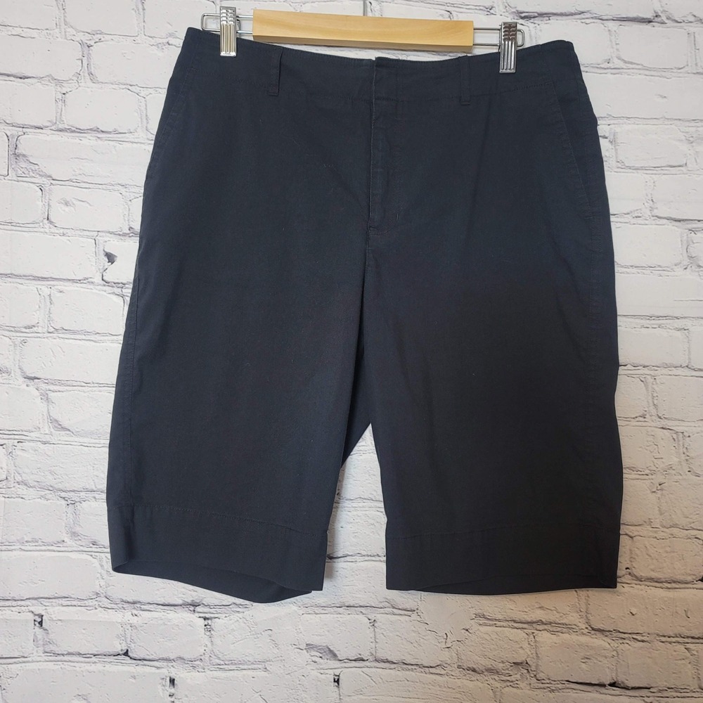 Liz Claiborne Audra Black Knee Length Bermuda Shorts Womens 12 Cotton Blend